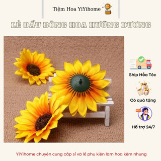 LẺ 5 Đầu Bông Hướng Dương Lụa Trang Trí Decor Phòng Diy Handmade YiYihome