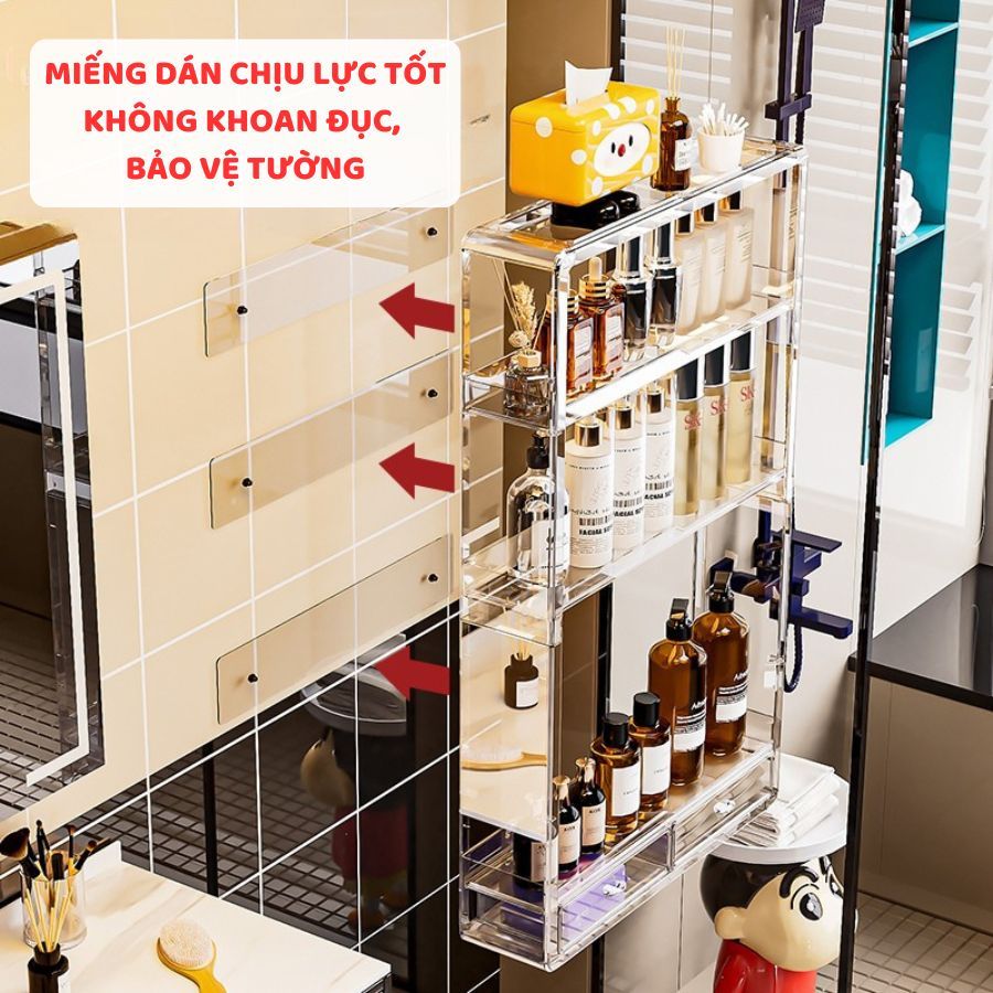 Kệ Đựng Mỹ Phẩm ENODA HOME, Kệ Đựng Đồ Nhà Tắm Nhiều Tầng Gắn Tường Không Cần Khoan Đục HTREO002