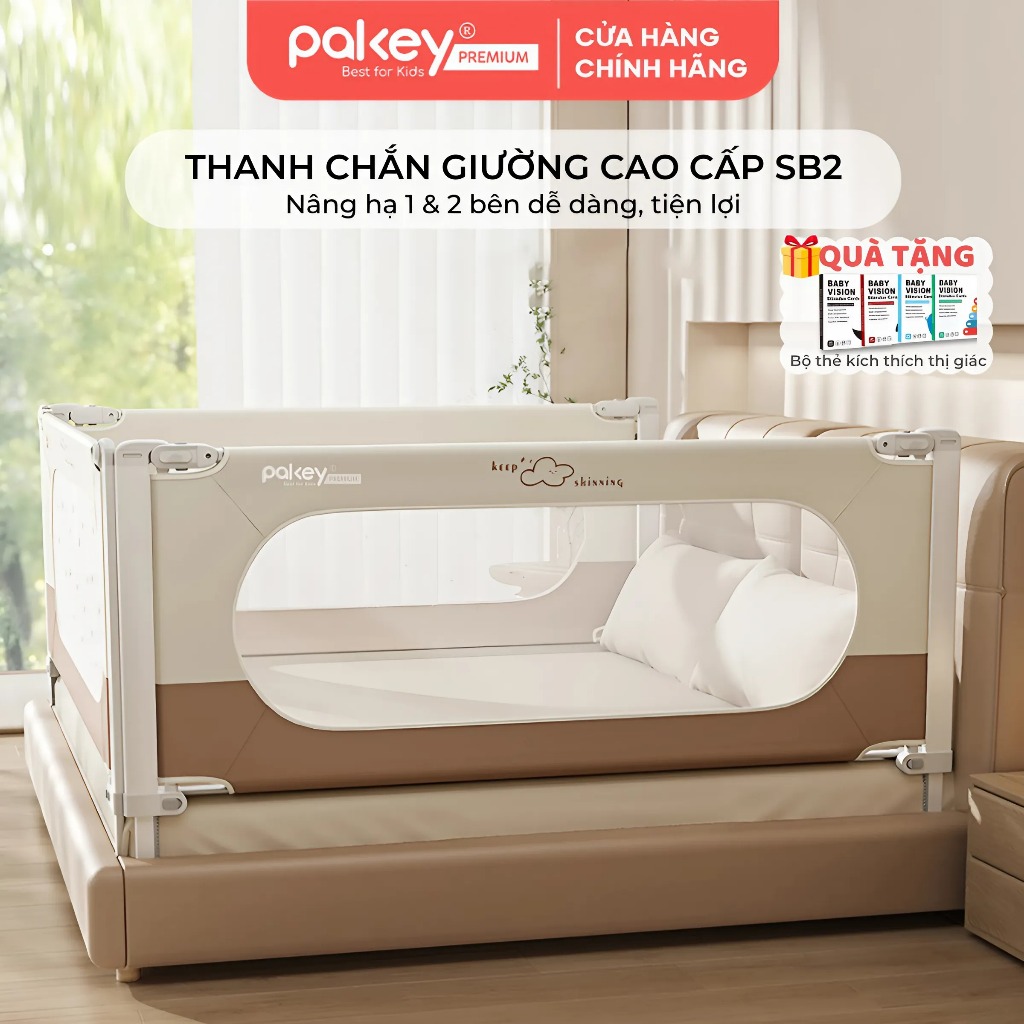 Ảnh Thanh Chắn Giường PAKEY Cao Cấp SB2 Phong Cách Hàn Quốc Nhiều Kích Thước Cho Bé, Chặn Giường An Toàn Cho Trẻ 1