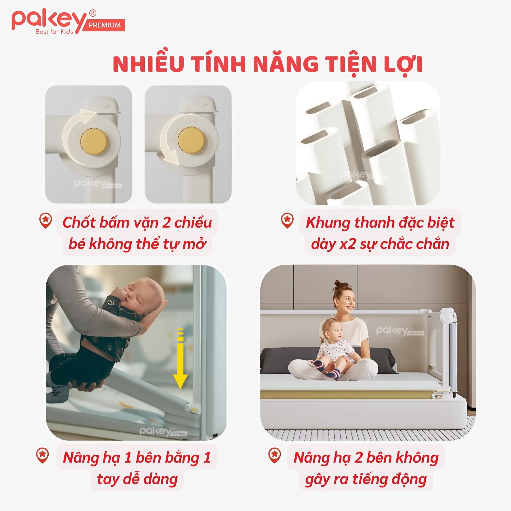 Ảnh Thanh Chắn Giường PAKEY Cao Cấp SB2 Phong Cách Hàn Quốc Nhiều Kích Thước Cho Bé, Chặn Giường An Toàn Cho Trẻ 2