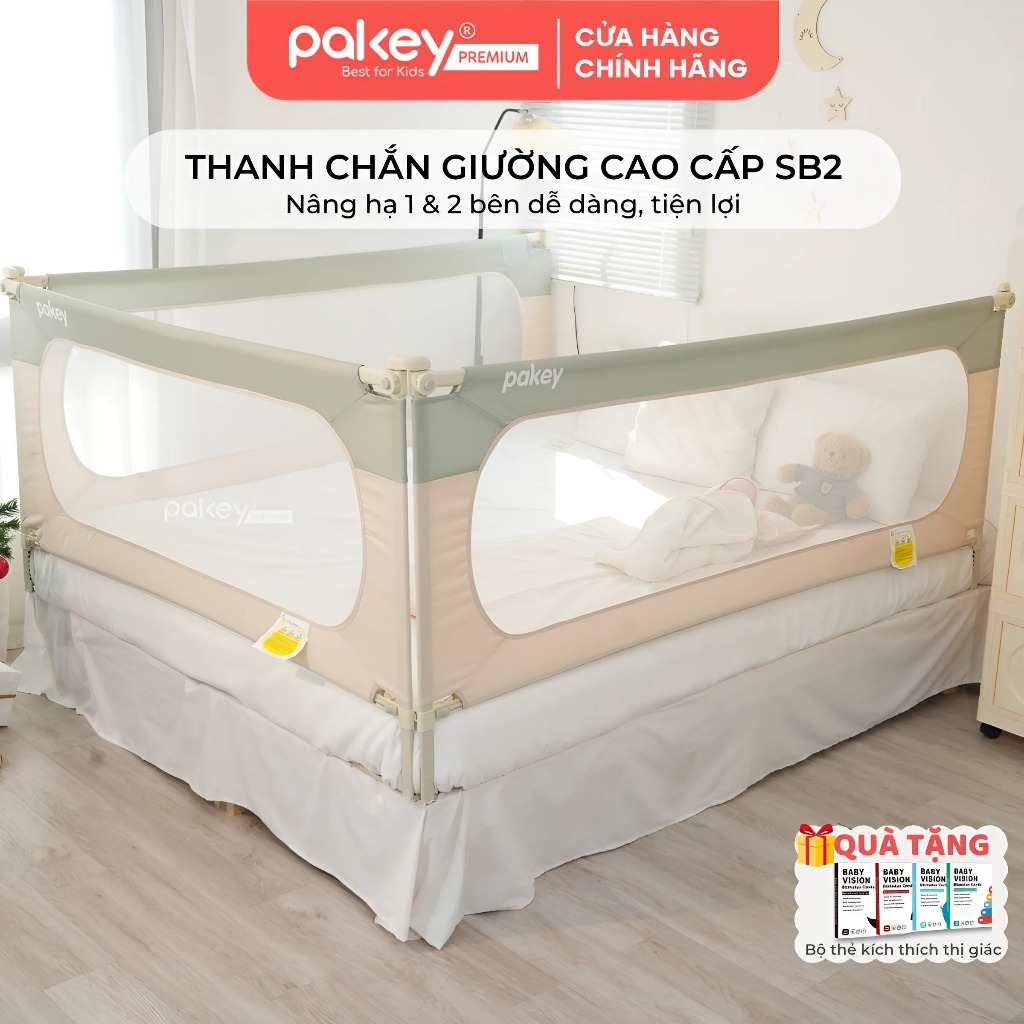 Ảnh Thanh Chắn Giường PAKEY SB2 Cao Cấp Nâng Hạ Một Bên Dễ Dàng, Hàng Rào Giường An Toàn Cho Bé Yêu- Bảo Hành Trọn Đời 1