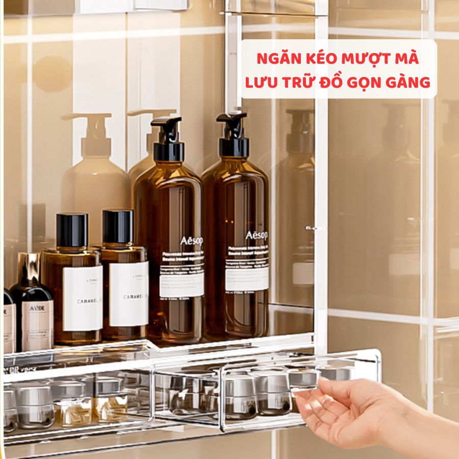 Hộp Đựng Mỹ Phẩm Treo Tường ENODA HOME, Hộp Trong Suốt Treo Tường 2, 3 Tầng Chịu Lực Cao HTREO002