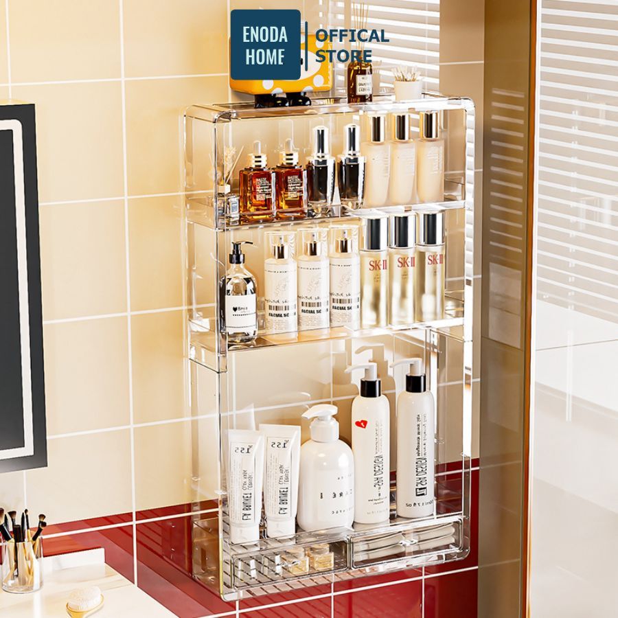 Hộp Đựng Mỹ Phẩm Treo Tường ENODA HOME, Hộp Trong Suốt Treo Tường 2, 3 Tầng Chịu Lực Cao HTREO002