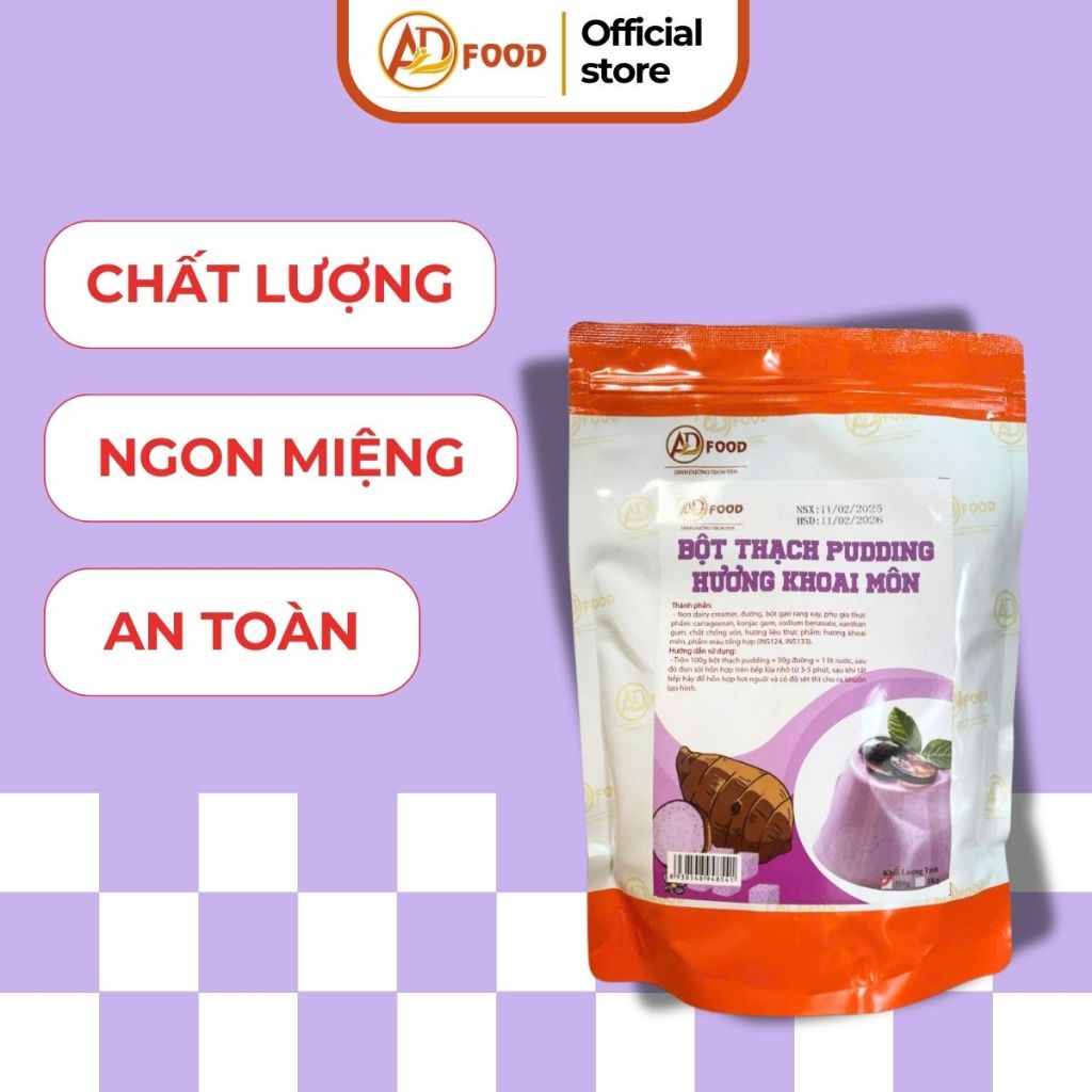 Bột thạch pudding hương khoai môn thơm ngon Túi 500gr