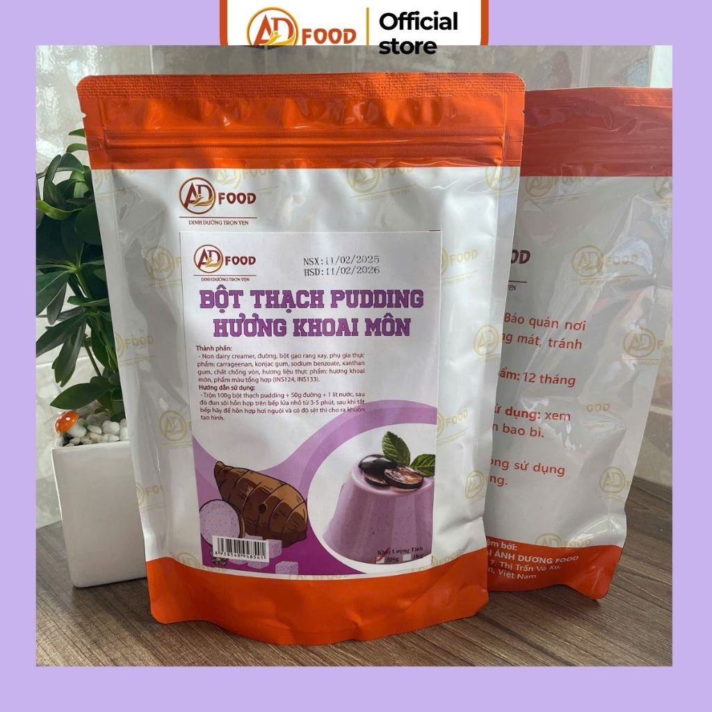 Bột thạch pudding hương khoai môn thơm ngon Túi 500gr
