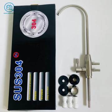 Vòi cổ cao 2 ống 10mm, inox 304 (vòi uống và cấp) dùng cho máy lọc nước ion kiềm, máy điện giải