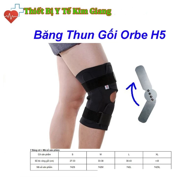 Băng Thun Gối Orbe H5 Hỗ Trợ Ổn Định,Hạn Chế Vận Động Bảo Vệ Khớp Gối