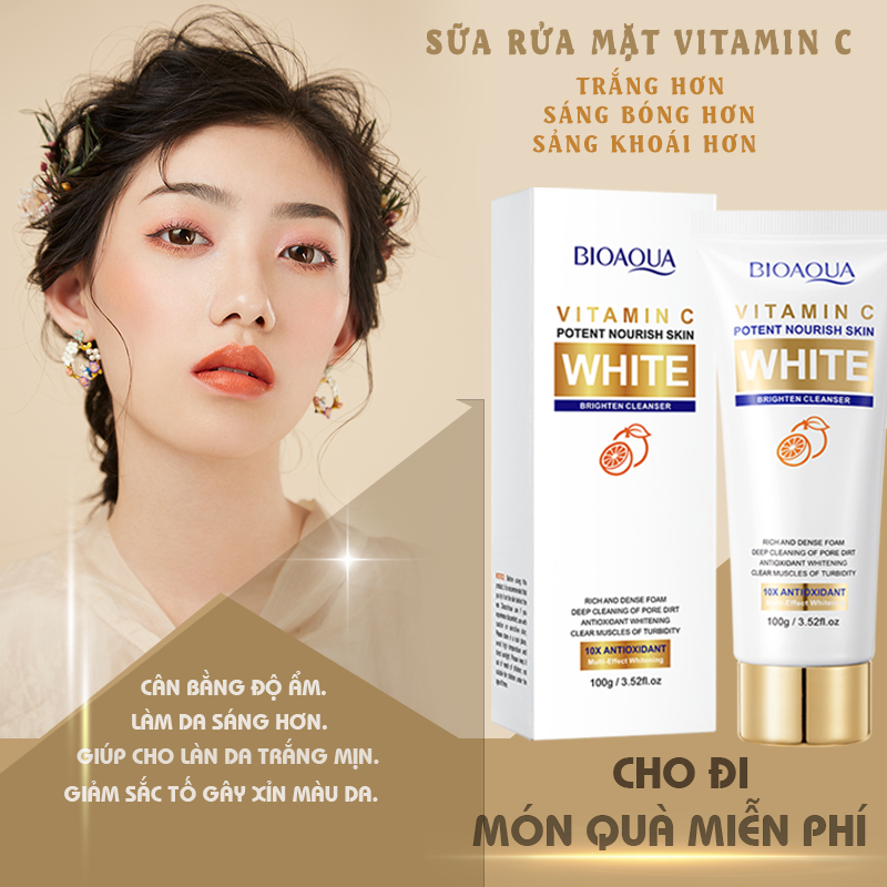 sữa rửa mặt cho nữ làm trắng da sửa rửa mặt nữ da khô nhạy cảm sữa rửa mặt tuổi dậy thì da dầu mụn Vitamin C 100g