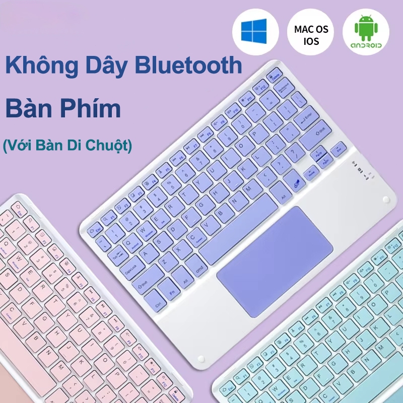 Bàn Phím Bluetooth 5.0 Không Dây Cảm Ứng Cho Điện Thoại Ipad Máy Tính Laptop