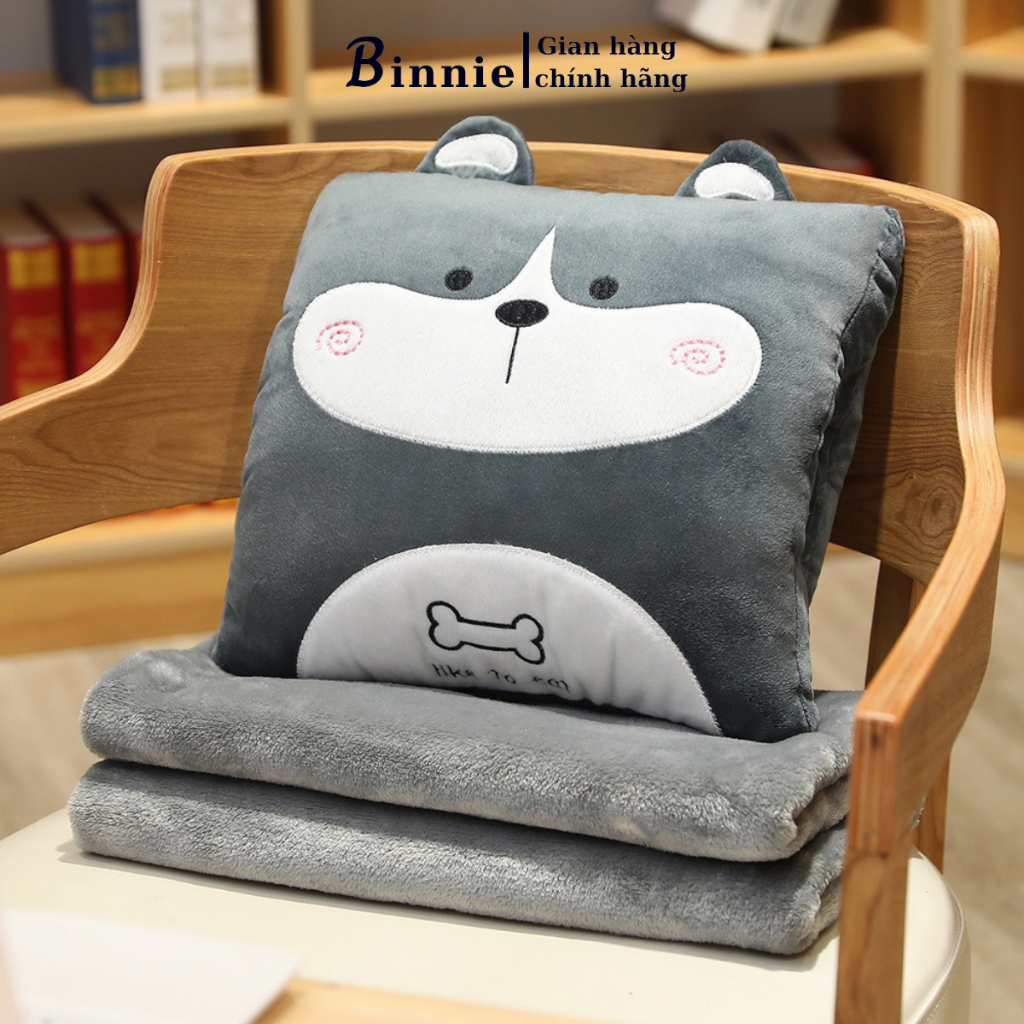 Bộ chăn gối văn phòng 3 trong 1 Binniecute hình thú - ngủ trưa văn phòng - kích thước 100x170cm | BigBuy360 - bigbuy360.vn