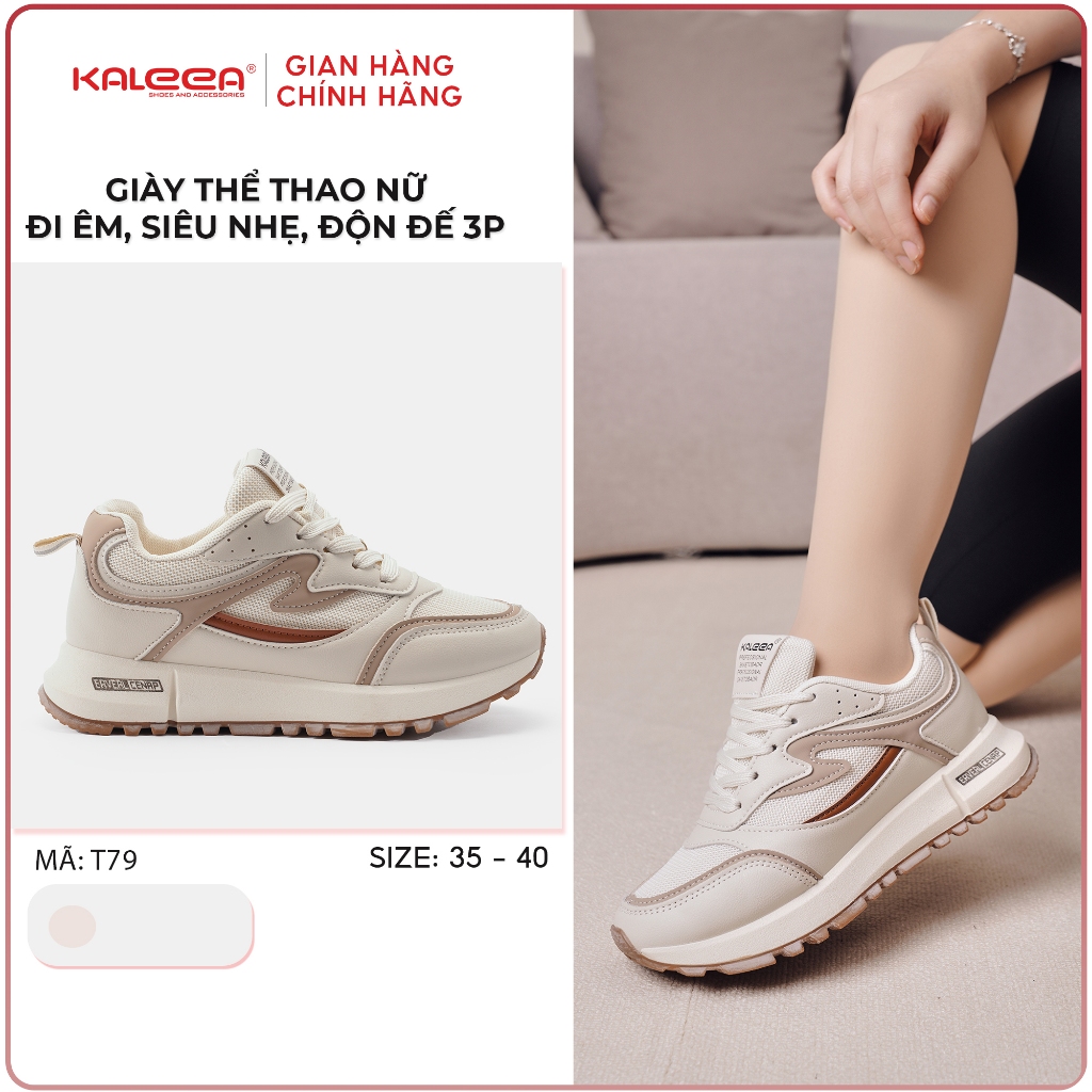 Ảnh Kaleea - Giày Thể Thao Nữ Đi Bộ Tập Gym Chất Liệu Lưới Dệt Kim Sneaker Đế Cao 3p - T79 (LẤY TĂNG SIZE) 1