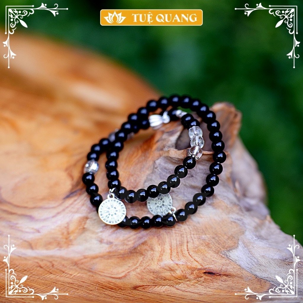 Vòng Tay Hai Lớp Huyền Vũ –  Đá Màu Đen