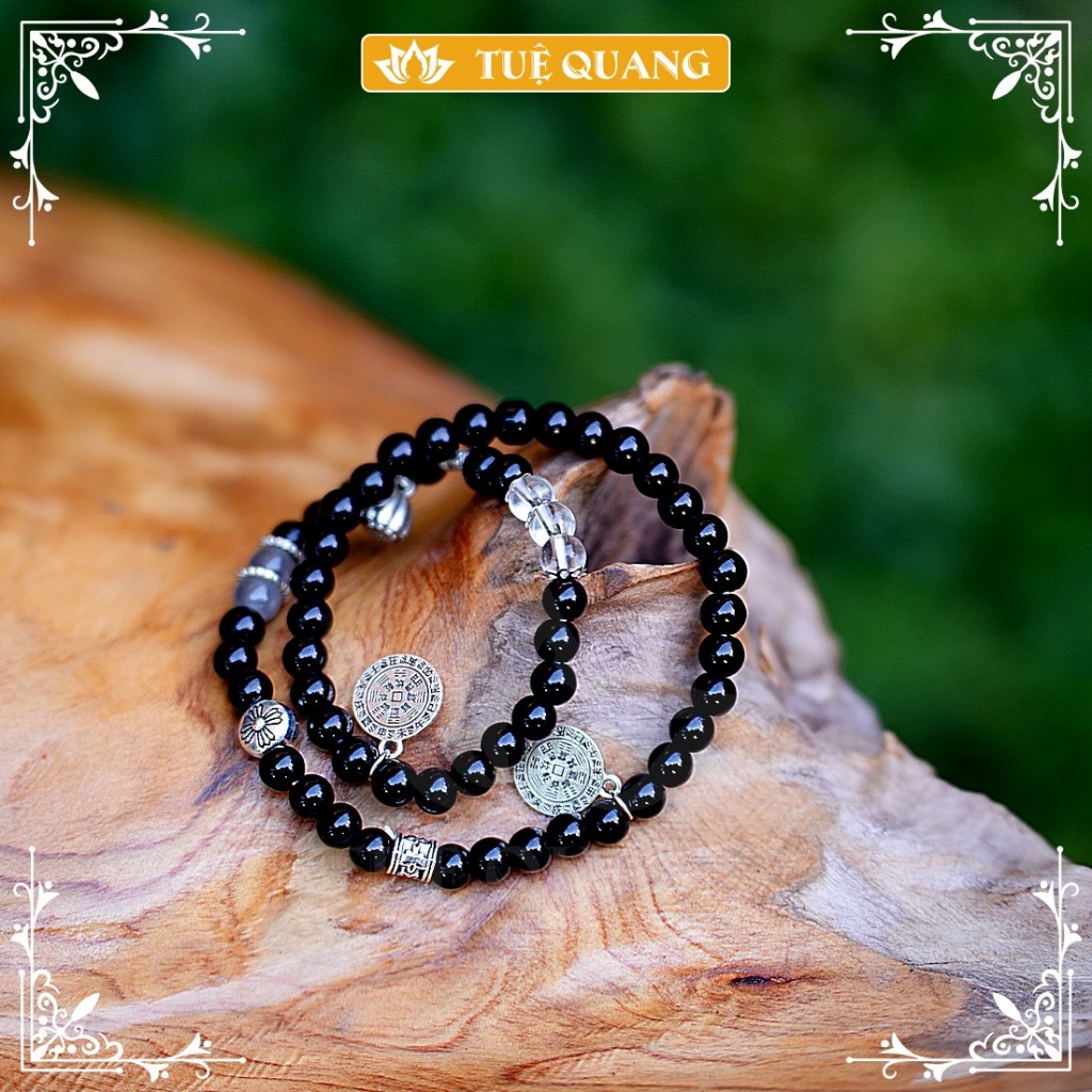 Vòng Tay Hai Lớp Huyền Vũ –  Đá Màu Đen