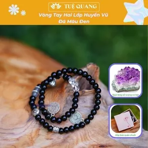 Vòng Tay Hai Lớp Huyền Vũ – Đá Màu Đen