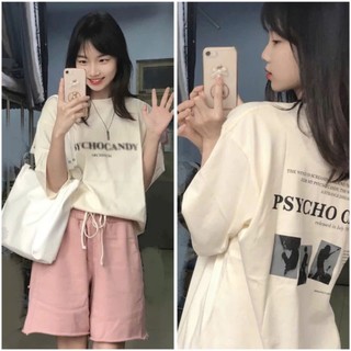 Áo thun phông nữ nam form rộng dấu quần chất liệu cotton xịn in chữ 2 mặt PSY