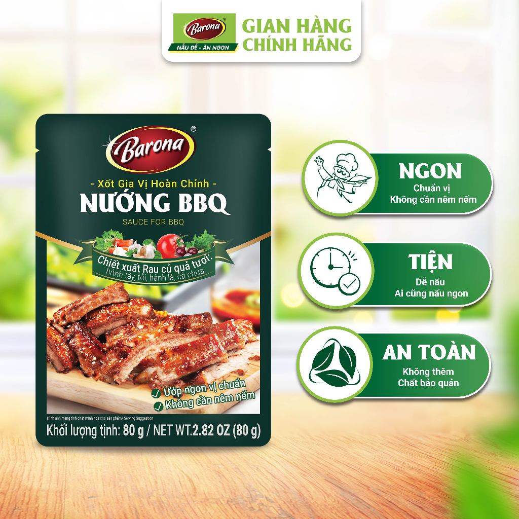 Ảnh Gia Vị Barona 80g ướp ngon chuẩn vị không cần nêm nếm [Khi mua 20 gói bất kì tặng 1 gói Bún Sườn 110g,HSD:12/2025] 2