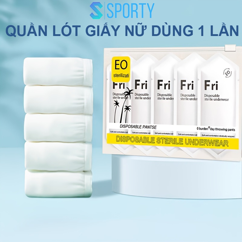 Ảnh Quần lót nữ SPORTY 100% cotton dùng 1 lần, 2 lớp đáy an toàn, dùng đi du lịch, đi sinh, học quân sự 1