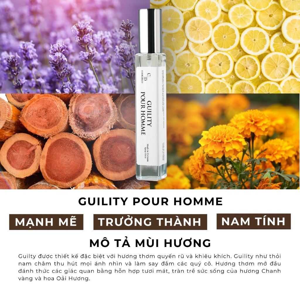 Ảnh Tinh dầu thơm nam CODEDECO Guility Pour Homme 10ml dạng xịt - Mạnh mẽ, Nam tính, Trưởng thành 2