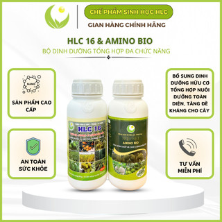 Combo hlc 16 và amino bio chai 500ml phân bón lá cao cấp giúp bật chồi vọt đọt mập cơi xanh dày lá