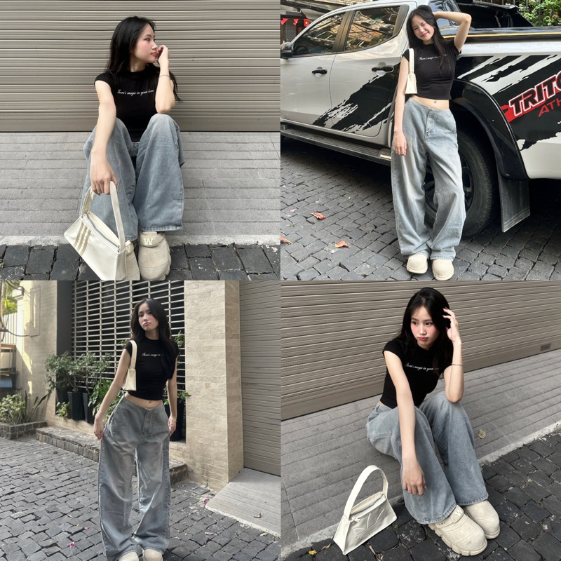 AYU TOP - Áo Thun Ôm DEROSE In Hình Chất Liệu Thun Trơn Mịn Co Giản 4 Chiều | BigBuy360 - bigbuy360.vn
