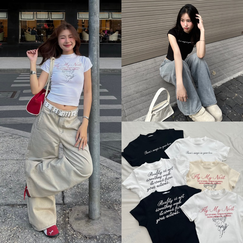 AYU TOP - Áo Thun Ôm DEROSE In Hình Chất Liệu Thun Trơn Mịn Co Giản 4 Chiều | BigBuy360 - bigbuy360.vn