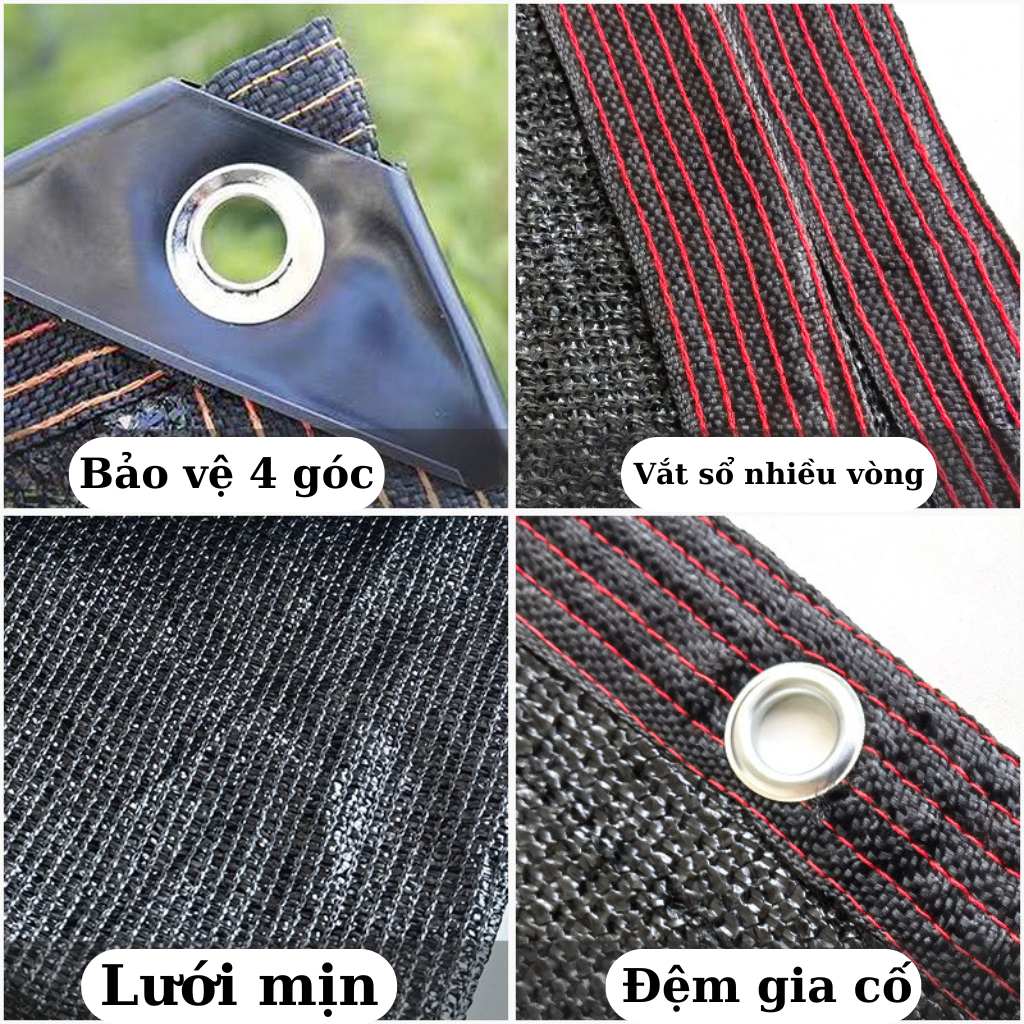 Lưới che nắng 80-86% . May viền , đóng 1mét  1khoen xung quanh lưới