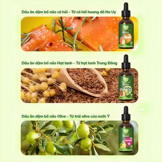 Combo 3 Dầu Ăn Dặm Bổ Não Mămmy: Dầu Olive, Dầu Cá Hồi, Dầu Hạt Lanh Bổ Não, Chai/30ml - Lucie's Mom