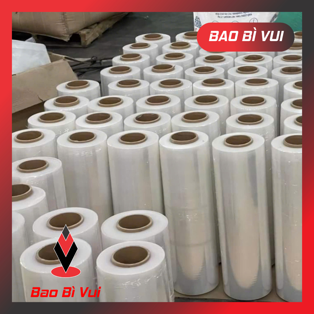 [Cuộn màng 3 kg ] Màng PE quấn máy, pallet. Màng dẻo dai chắc - BAO BÌ VUI