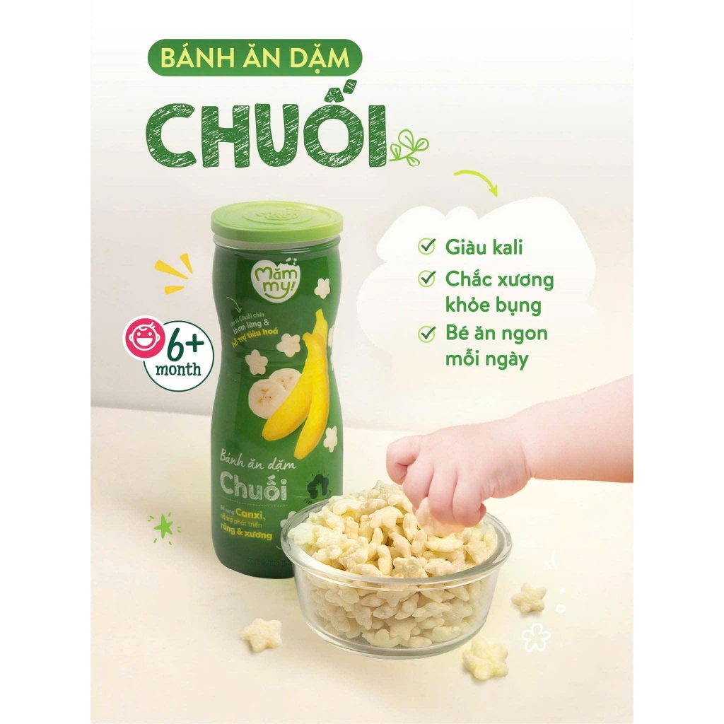 Bánh ăn dặm hũ Mămmy vị trái cây và rau củ giúp hỗ trợ tiêu hoá cho bé 6 tháng tuổi