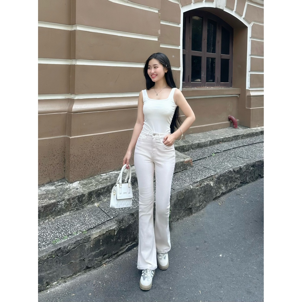 Ảnh TTTHAO - Quần jean nữ dáng loe dài 96cm VNXK vải cotton co giãn cao cấp, dày dặn, mềm mịn S68 3