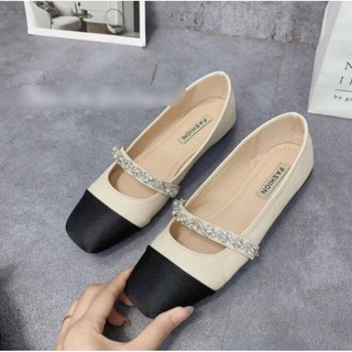 Giày bệt mũi vuông quai ngang gắn đá hoa P85