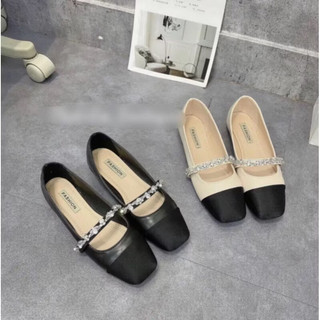 Giày bệt mũi vuông quai ngang gắn đá hoa P85