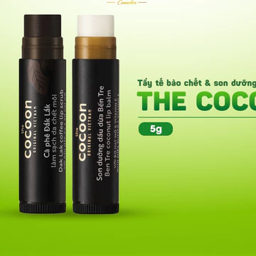 Combo tẩy da chết môi Cà phê Đắk Lắk Cocoon 5g + son dưỡng môi dầu dừa Bến Tre Cocoon 5g