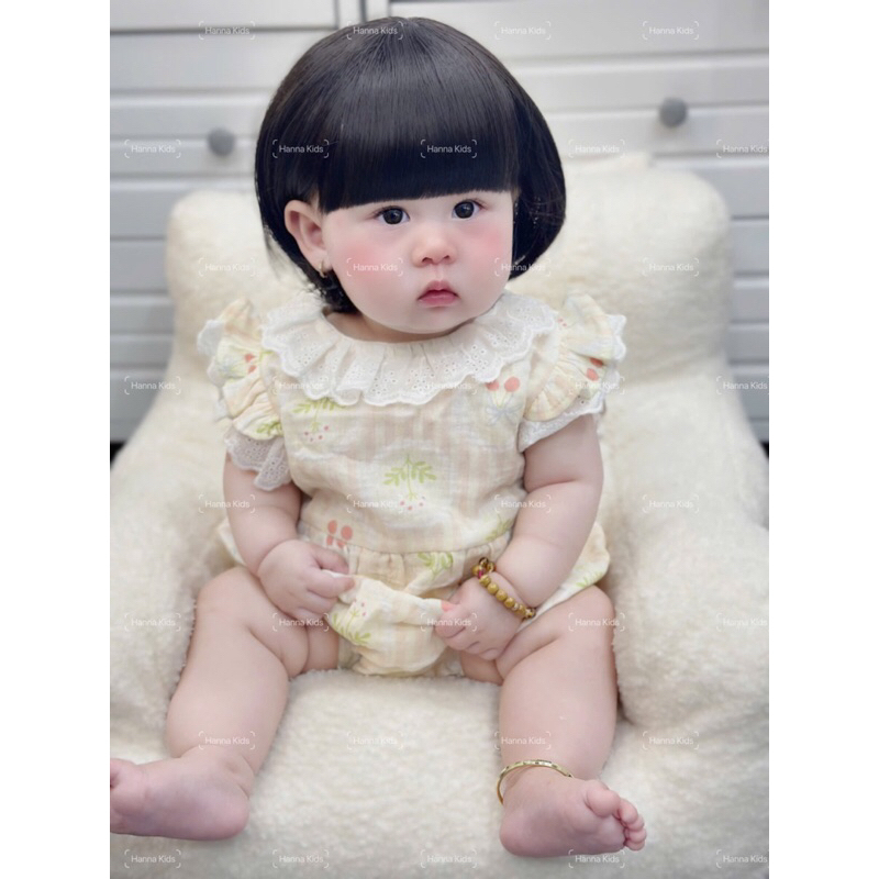Bodysuit bé gái tay bồng cổ tròn phối ren điệu đà, thoáng mát, dễ thương cho bé yêu Tiệm Nhà Bơ size 5-11kg