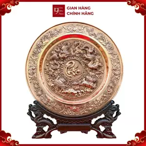 Tranh Đĩa Đồng Tứ Linh Chầu Phúc ( 35x41cm ) - Cửu Diệu Thiên - TD020