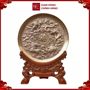 Tranh Đĩa Đồng Tứ Linh Chầu Phúc ( 35x41cm ) - Cửu Diệu Thiên - TD021