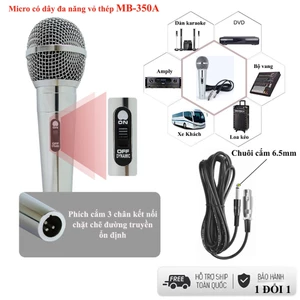 Micro có dây dài 5m cho loa kéo, dàn karaoke, amply MB350A - Hát Hay Hút Tiếng Chống hú tốt