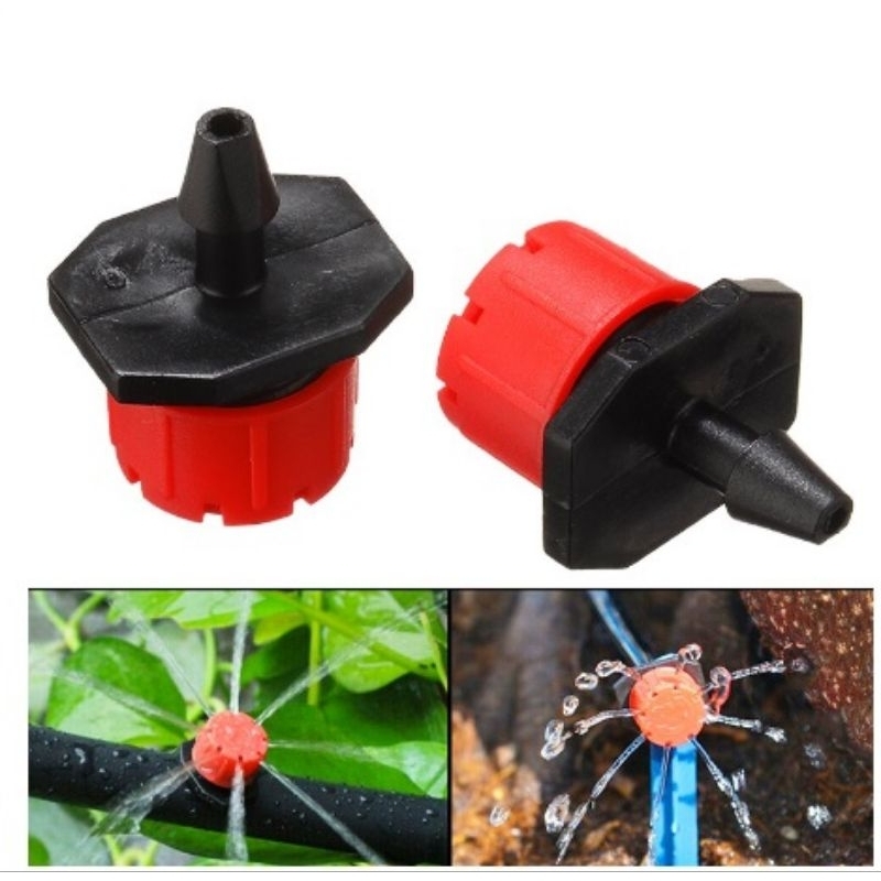 10 Béc tưới nhỏ giọt 8 tia đơn  điều chỉnh được lưu lượng - đầu tưới nhỏ giọt tỏa tròn XÀI ỐNG 4X6MM