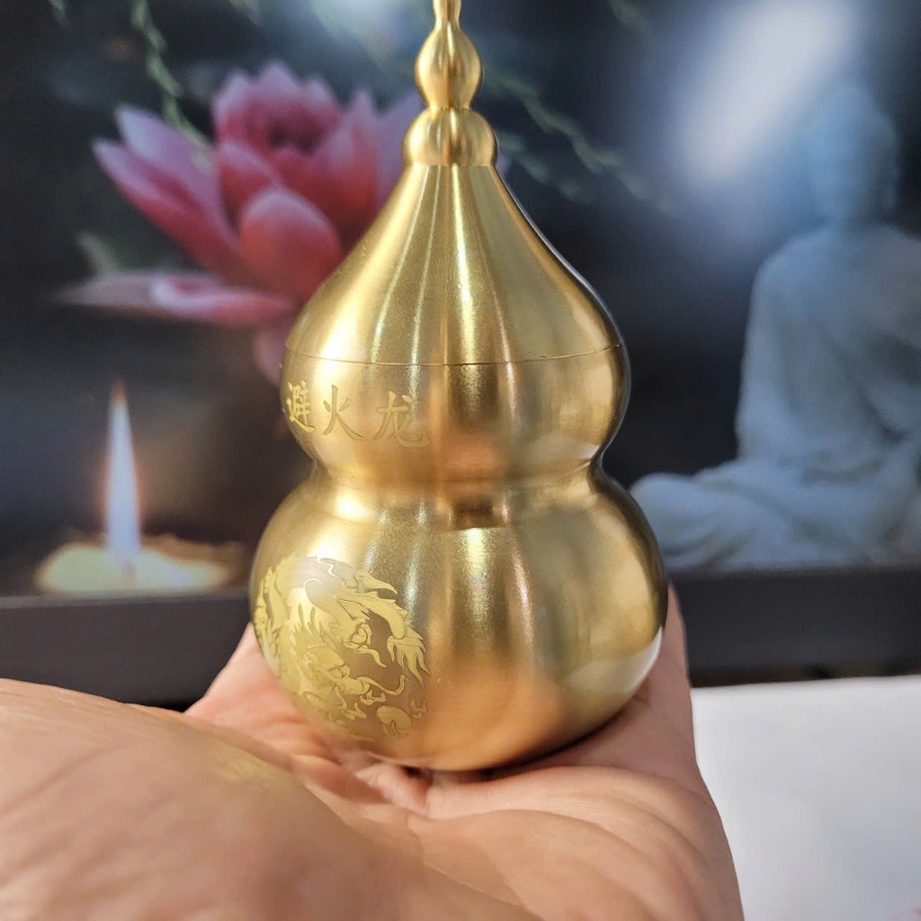 Vật Trang Trí Hồ Lô Đồng Nguyên Khối Bền Bỉ Theo Thời Gian Cao 11cm