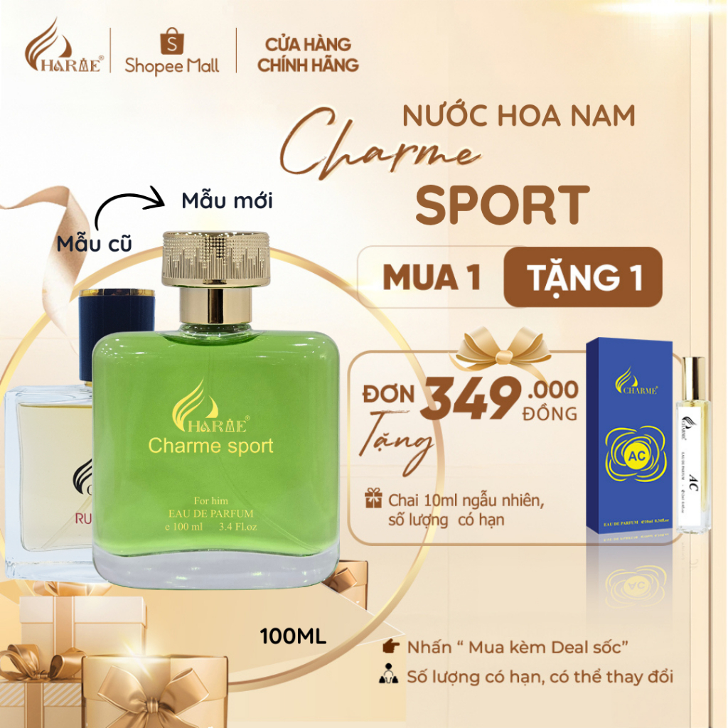 Ảnh Nước Hoa Nam Charme Sport 100ml Chính Hãng, Nam Tính, Năng Động 1
