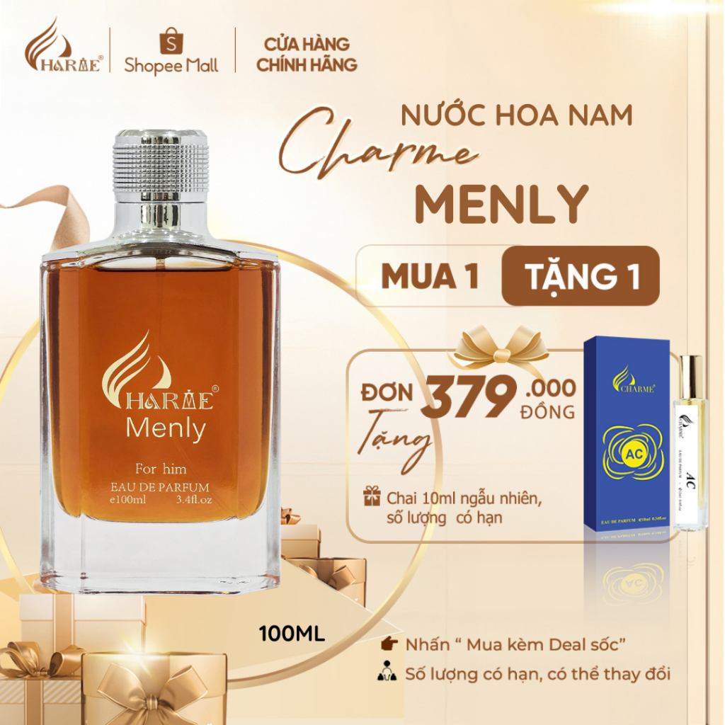 Ảnh Nước Hoa Nam Charme Menly 100ml Chính Hãng, Nhóm Hương Gỗ Cay, Phong Cách Nam Tính, Lịch Lãm 1