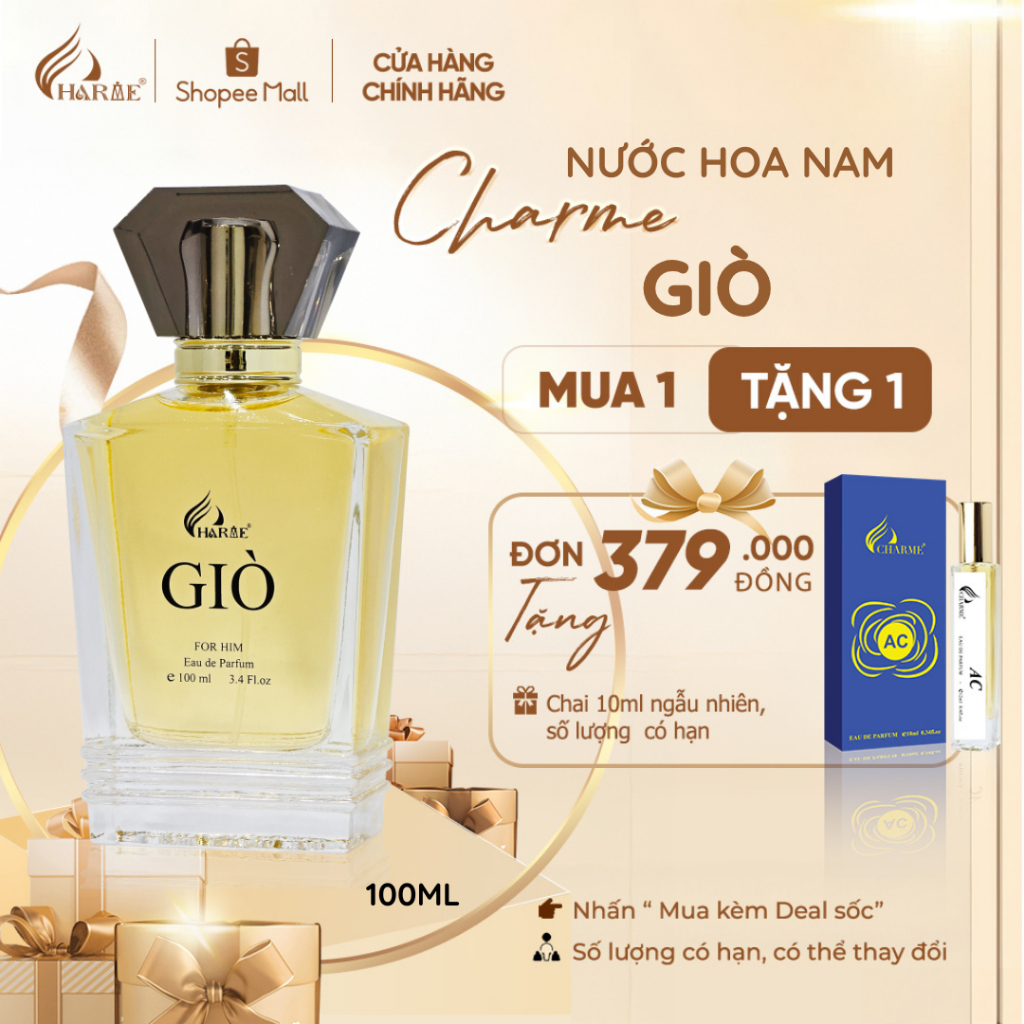 Ảnh Nước Hoa Nam Charme Giò 100ml Chính Hãng, Hương Gỗ Trái Cây Quyến Rũ, Cá Tính 1