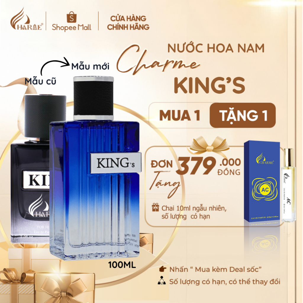 Ảnh Nước Hoa Nam Charme King 60ml Chính Hãng, Lưu Hương Lâu Phong Cách Lịch Lãm, Ôn Hoà, Sang Trọng 1
