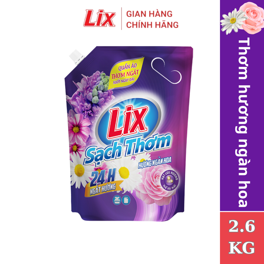 Ảnh Nước giặt Lix sạch thơm hương ngàn hoa TÚI sạch nhanh vết bẩn N7403, N7402 thơm và lưu hương hơn 1
