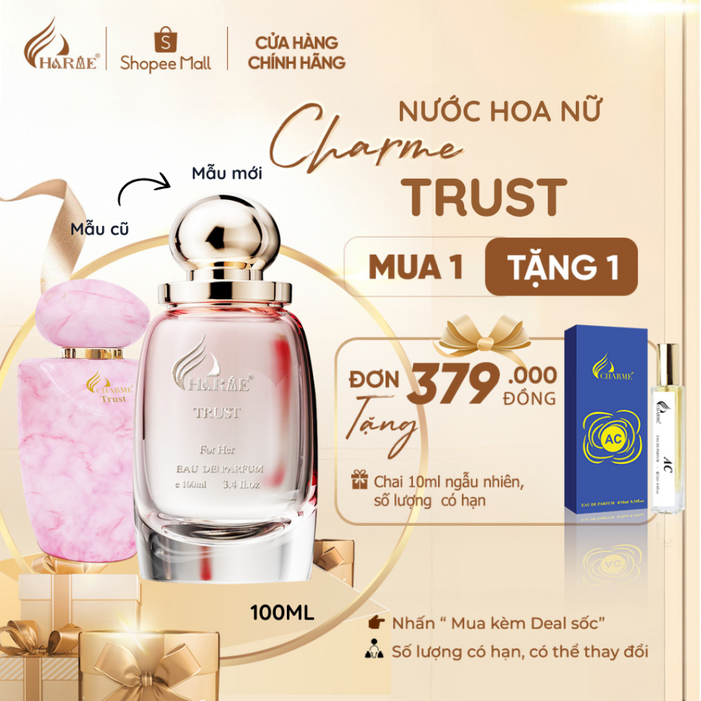 Ảnh Nước Hoa Nữ CHARME TRUST 100ml BẢN MỚI 2024, Hương Hoa Cỏ Trái Cây, Tươi Mát, Lưu Hương Lâu 1