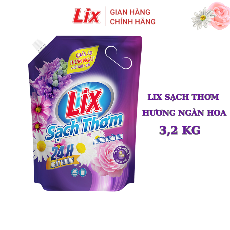 Ảnh Combo 2 túi nước giặt Lix sạch thơm hương ngàn hoa sạch nhanh vết bẩn 2C-N7403 thơm hơn và lưu hương hơn Lixco Việt Nam 3