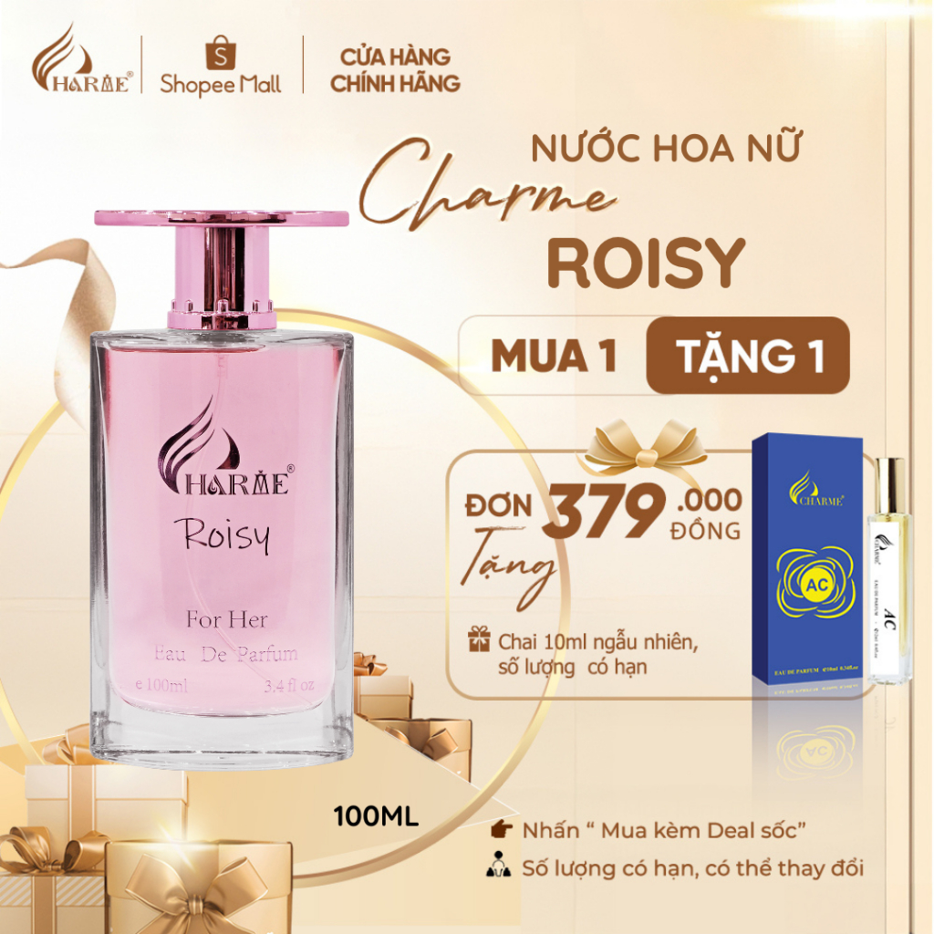 Ảnh Nước Hoa Nữ CHARME ROISY 100ml Lưu Hương Lâu Phong Cách Quyến Rũ, Nổi Bật, Sang Trọng Chính Hãng 1