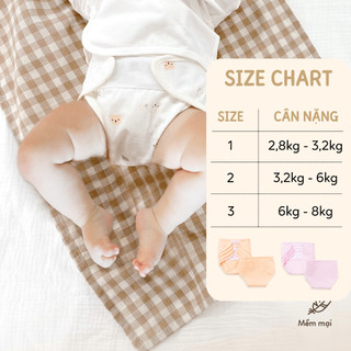 HONEY (0-12M) Set 5 tã dán sơ sinh vải cotton may giấu góc an toàn cho da bé thoáng mát