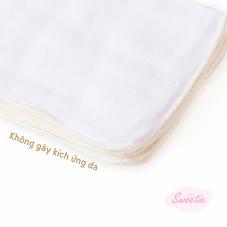 M&B (25 x 28cm) Set 10 khăn gạc sữa sơ sinh 4 lớp chất cotton mềm mại, thấm hút tốt dành cho bé, khăn tắm sơ sinh 4 lớp