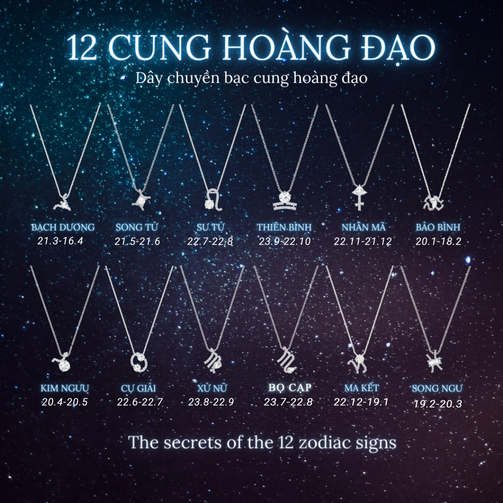 Ảnh Dây chuyền nam nữ 12 cung hoàng đạo CDE Zodiac Pendant Necklace Silver - Dây chuyền nam nữ Lamy 1